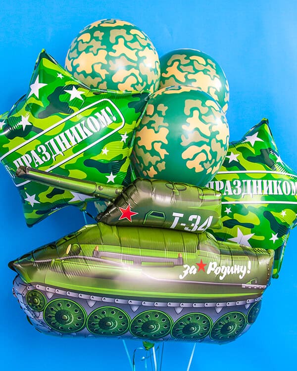 901672RU_Шар_(31_79_см)_Фигура_Танк_Т-34_Зеленый_1_шт_1 Фигура Танк Т-34 (79 см) — изображение 2